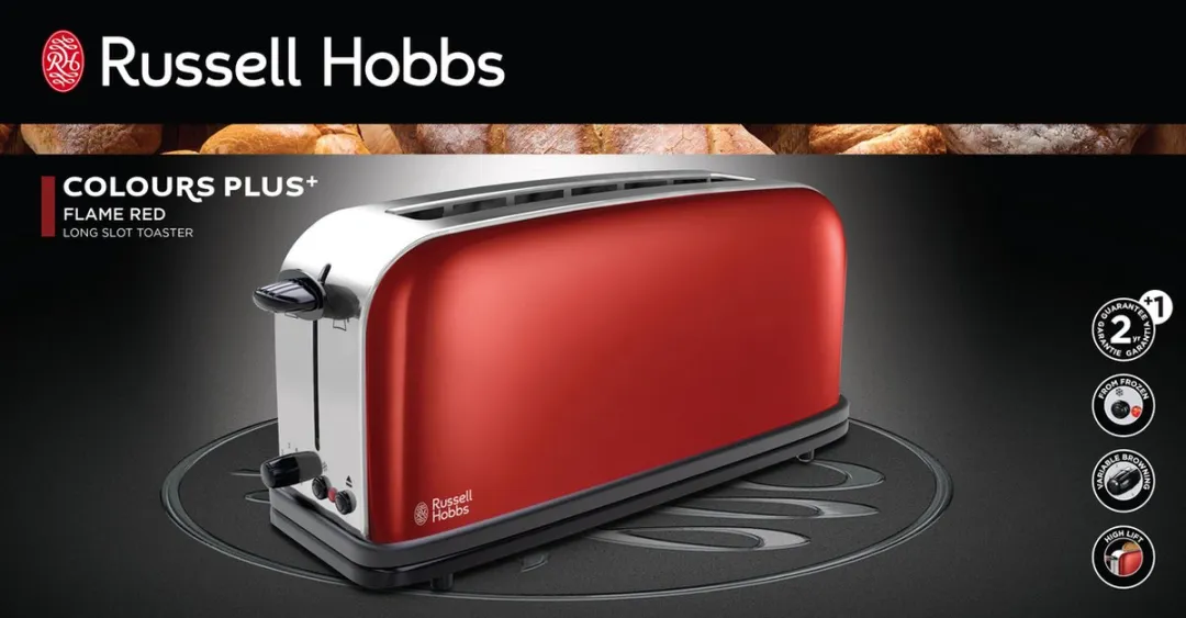Russell Hobbs Colours Plus+ 21391-56 Broodrooster 2 Stuks - 1000W - Rood