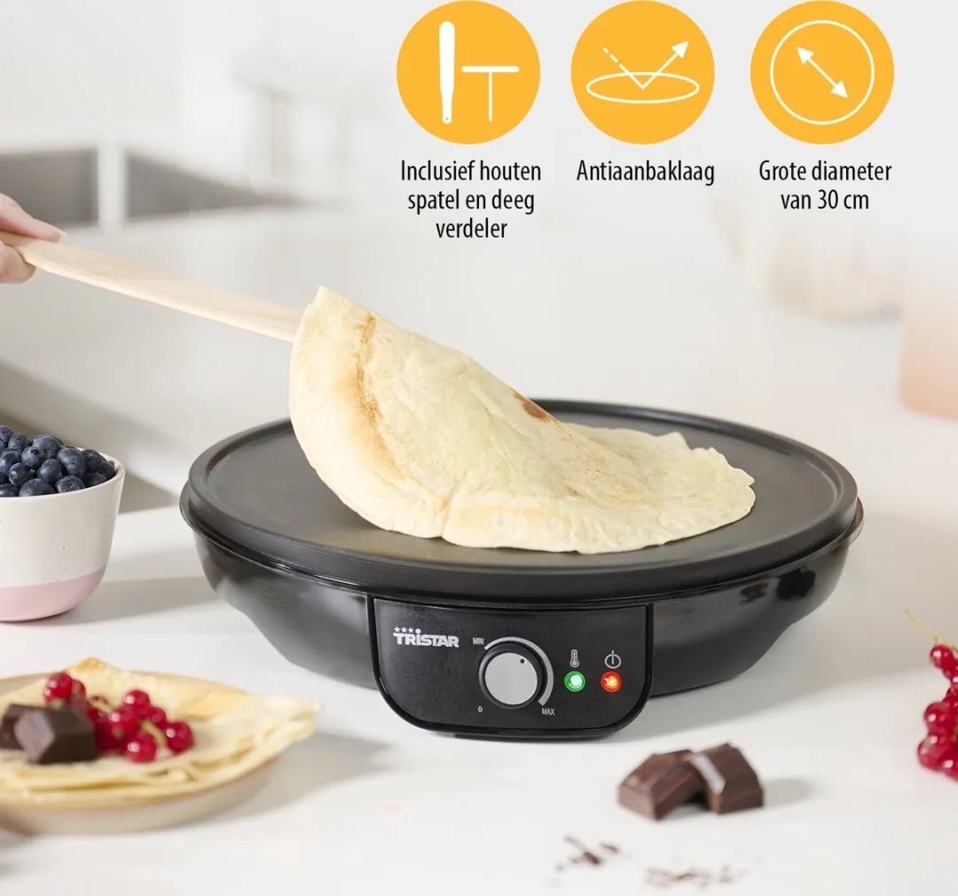 Tristar Pannenkoekenmaker BP-2637 1000W - 30cm - PFAS-vrij