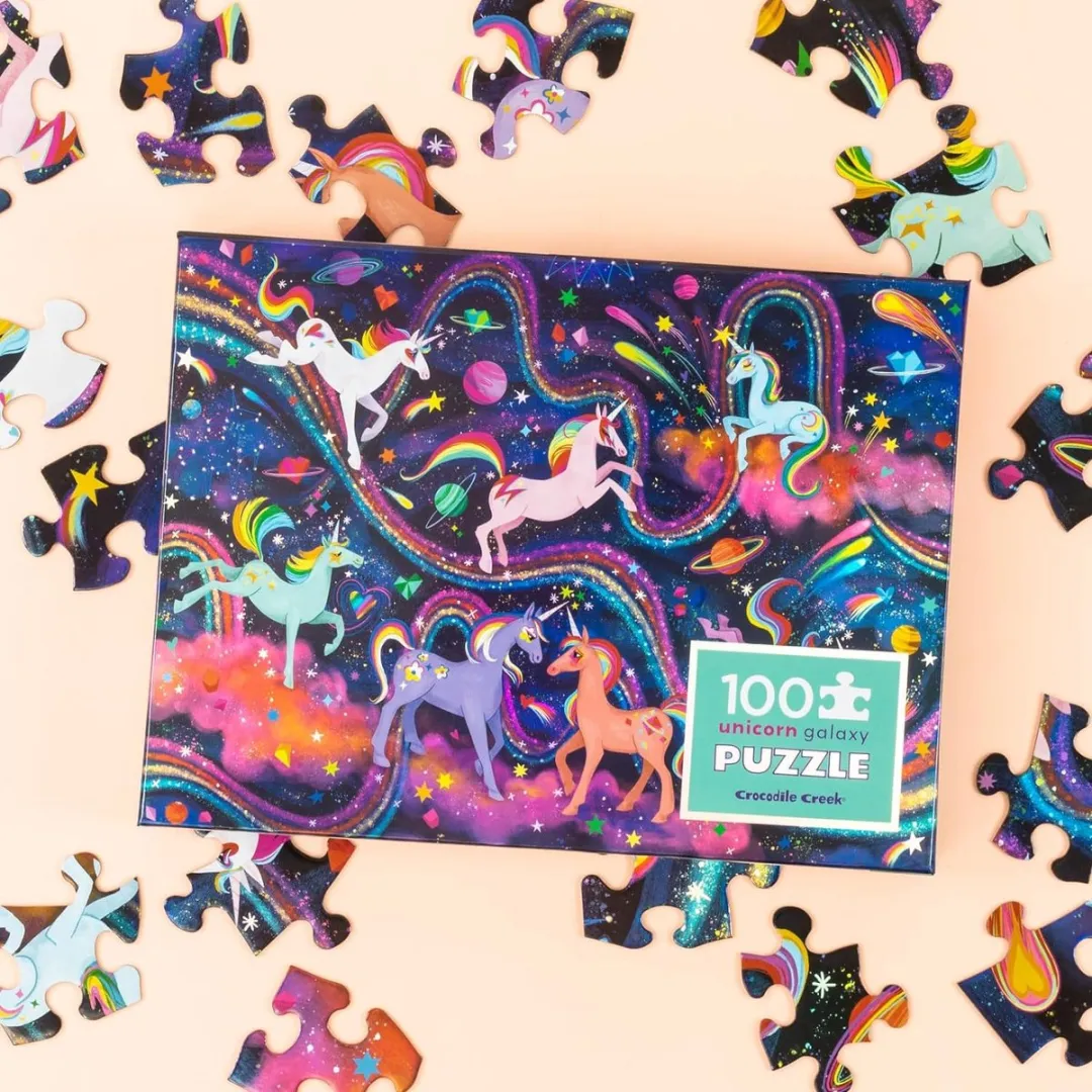 Crocodile Creek Holografische Puzzel Unicorn Galaxy 100 Stuks
