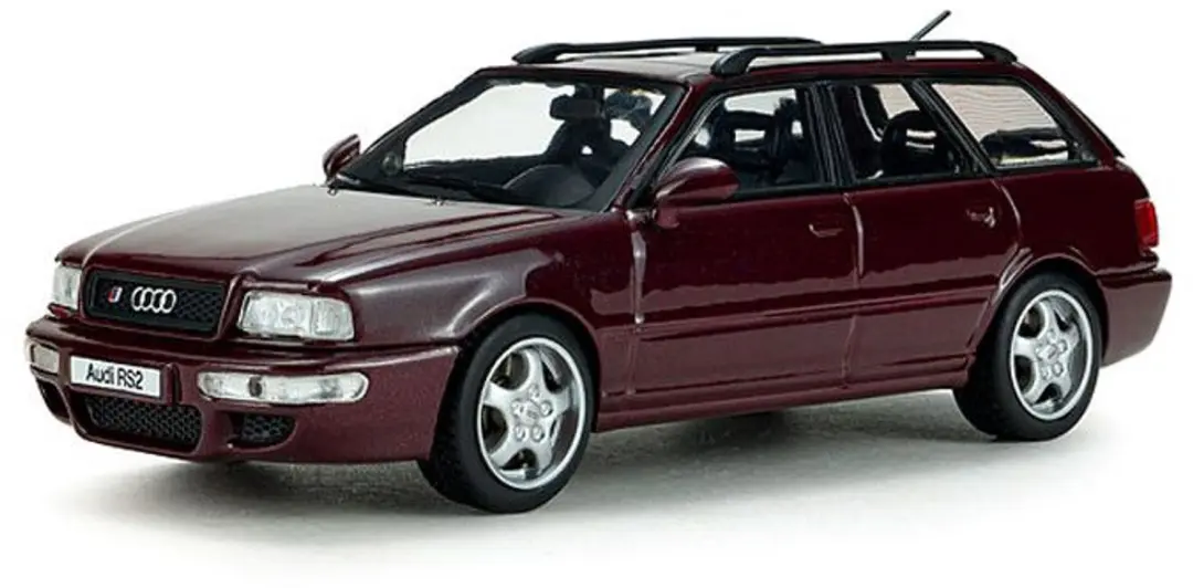 Modelauto Audi RS2 Avant 1995 powered by Porsche Ruby red