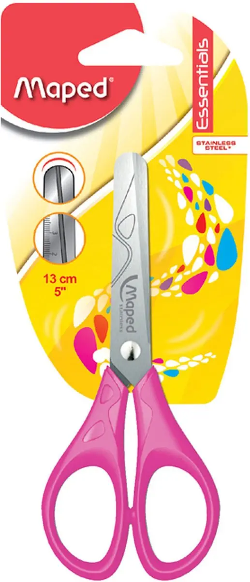 Maped Essentials Schaar 13cm - Assorti Rood, Groen, Blauw - 3 stuks - afbeelding 2 van 3