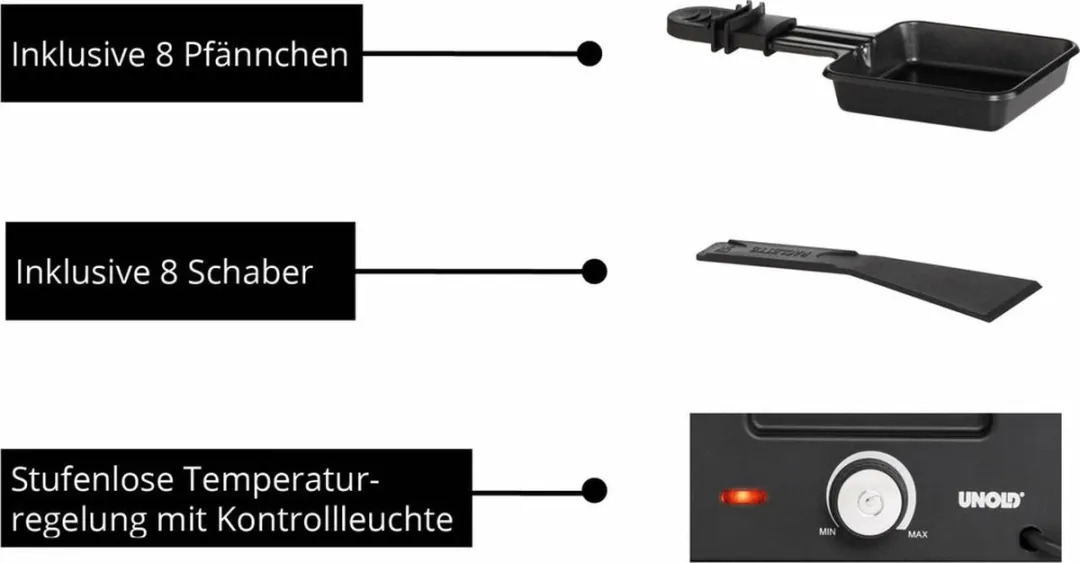 Unold Gourmetstel 8 Personen 1200W - Zwart/RVS