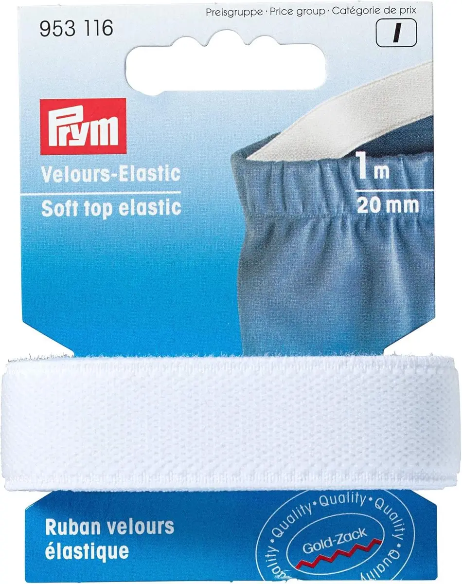 PRYM Veloursbandelastiek 20 mm wit 953116