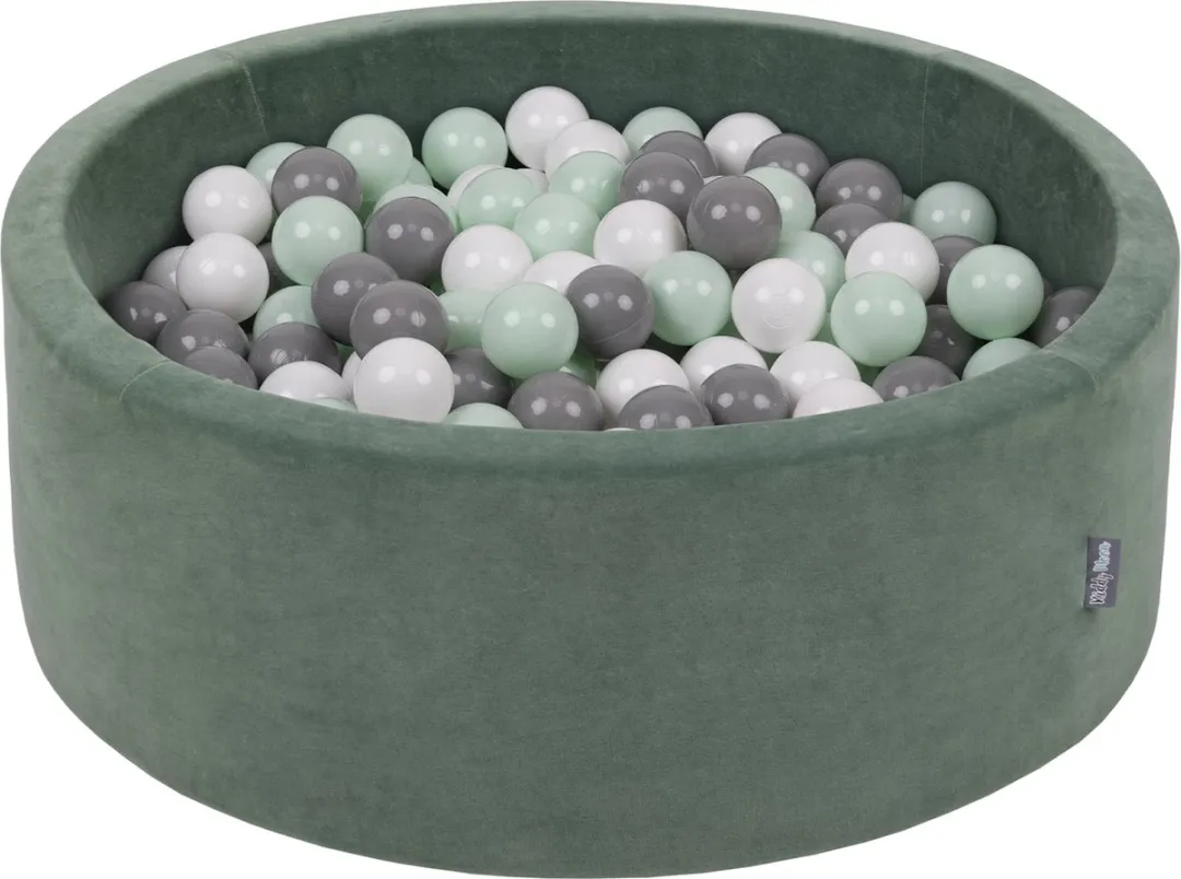KiddyMoon Ballenbak Fluweel 90x30cm - 300 Ballen Bosgroen