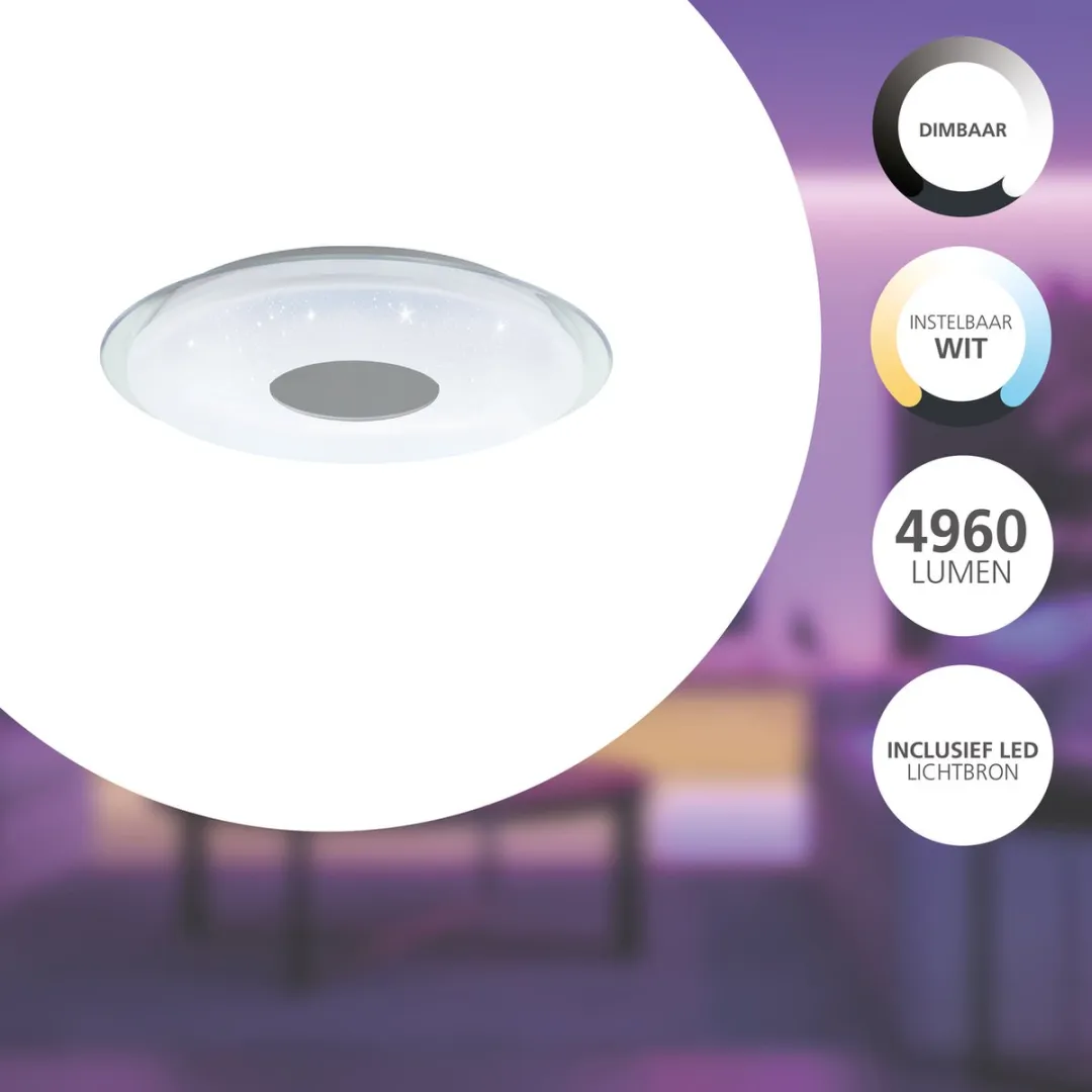 EGLO connect.z Lanciano-Z Smart Plafondlamp Ø56cm - Wit/Grijs - Zigbee