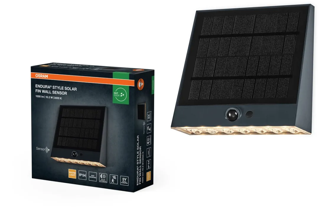 Osram Endura Style Solar Wandlamp Fin 10,2W - 890lm Warm Wit - PIR Sensor