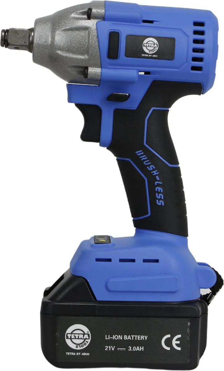 TETRA RT-IW21 Accu slagmoersleutel ½” 21Volt inclusief 3,0 AH li-on batterij en lader 110-220V