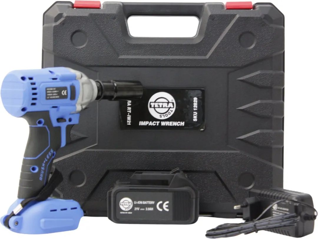 TETRA RT-IW21 Accu slagmoersleutel ½” 21Volt inclusief 3,0 AH li-on batterij en lader 110-220V