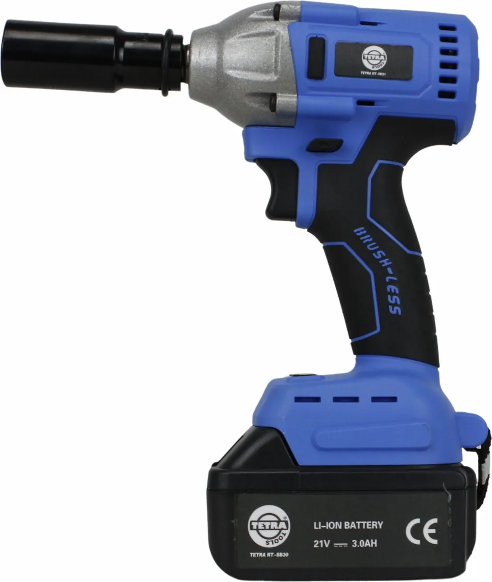 TETRA RT-IW21 Accu slagmoersleutel ½” 21Volt inclusief 3,0 AH li-on batterij en lader 110-220V