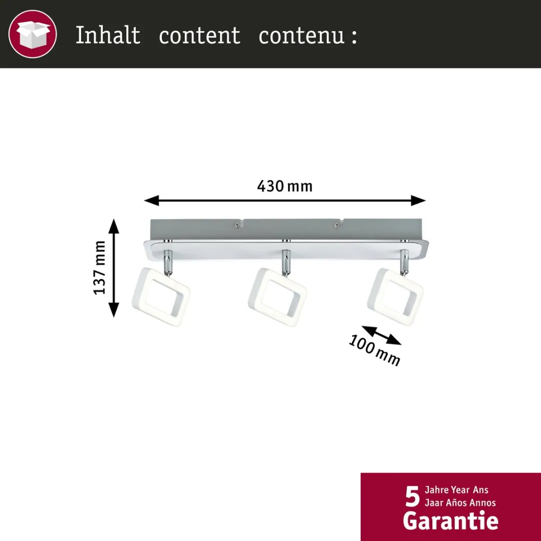 Paulmann Spotlight Frame 3x4,5W 3000K - 3x320lm - Wit mat/Chroom