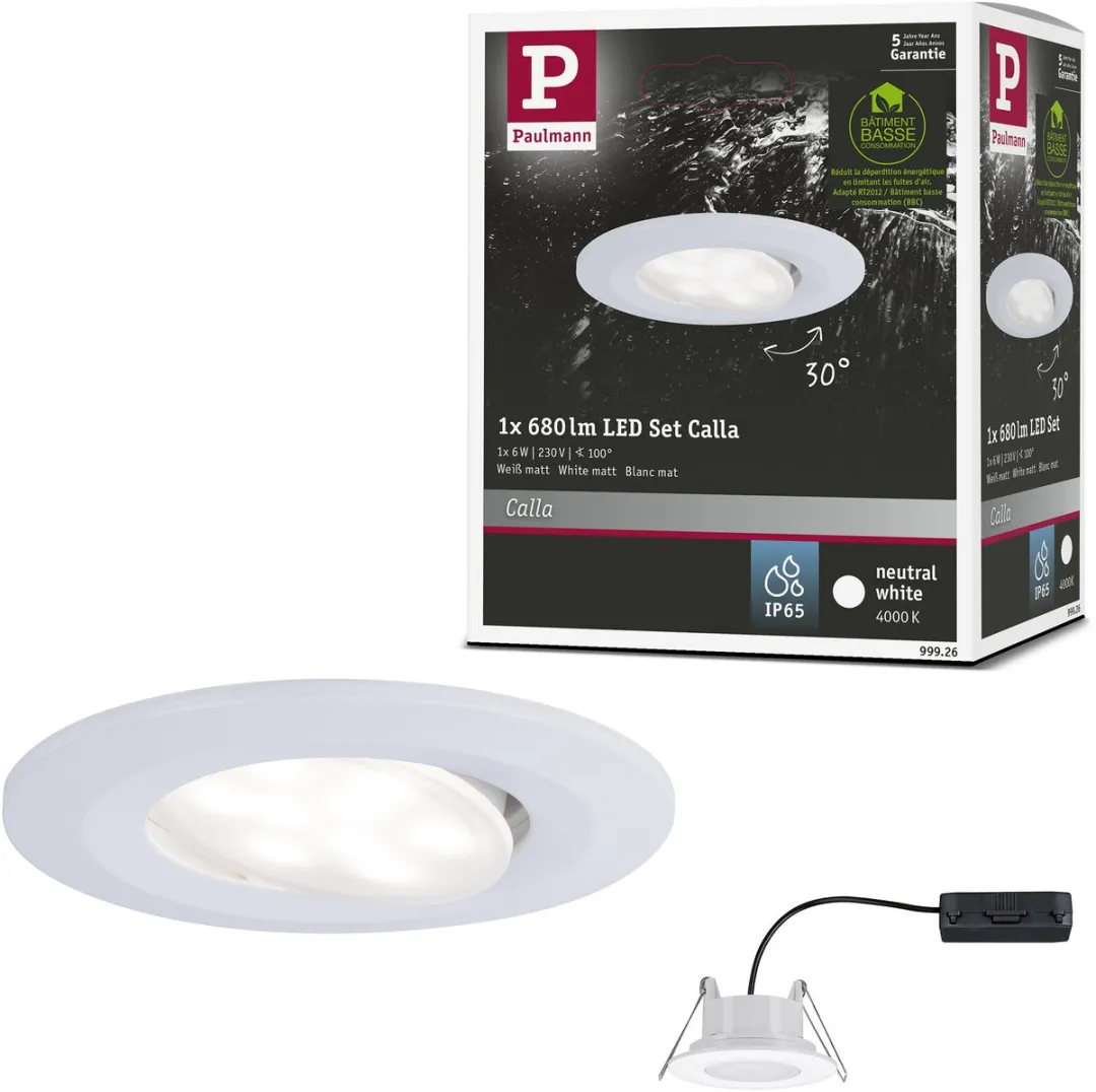 Paulmann LED-inbouwlamp Calla IP65 6W 530lm 4000K
