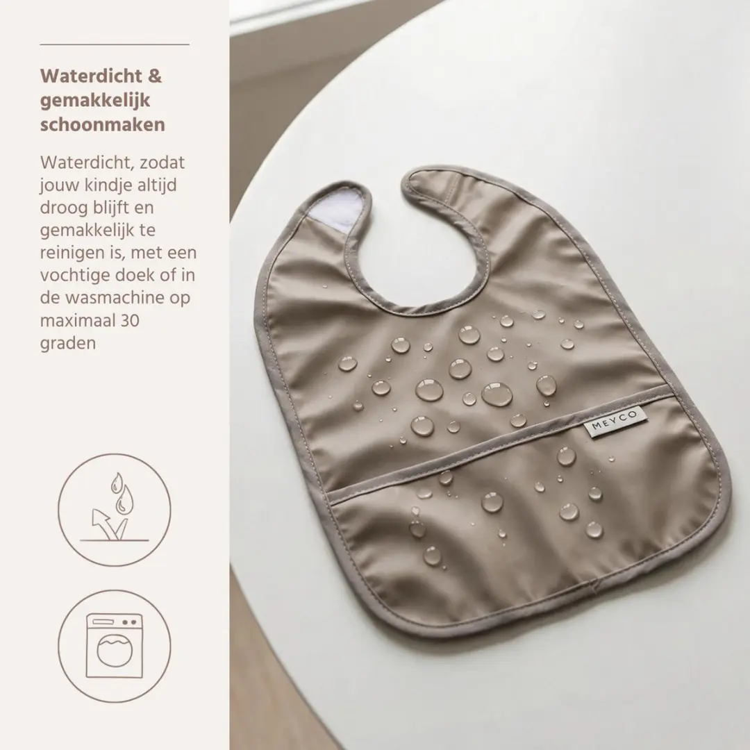Meyco Baby Uni Slab met Opvangbakje - 2-pack - Dark Taupe - afbeelding 4 van 5