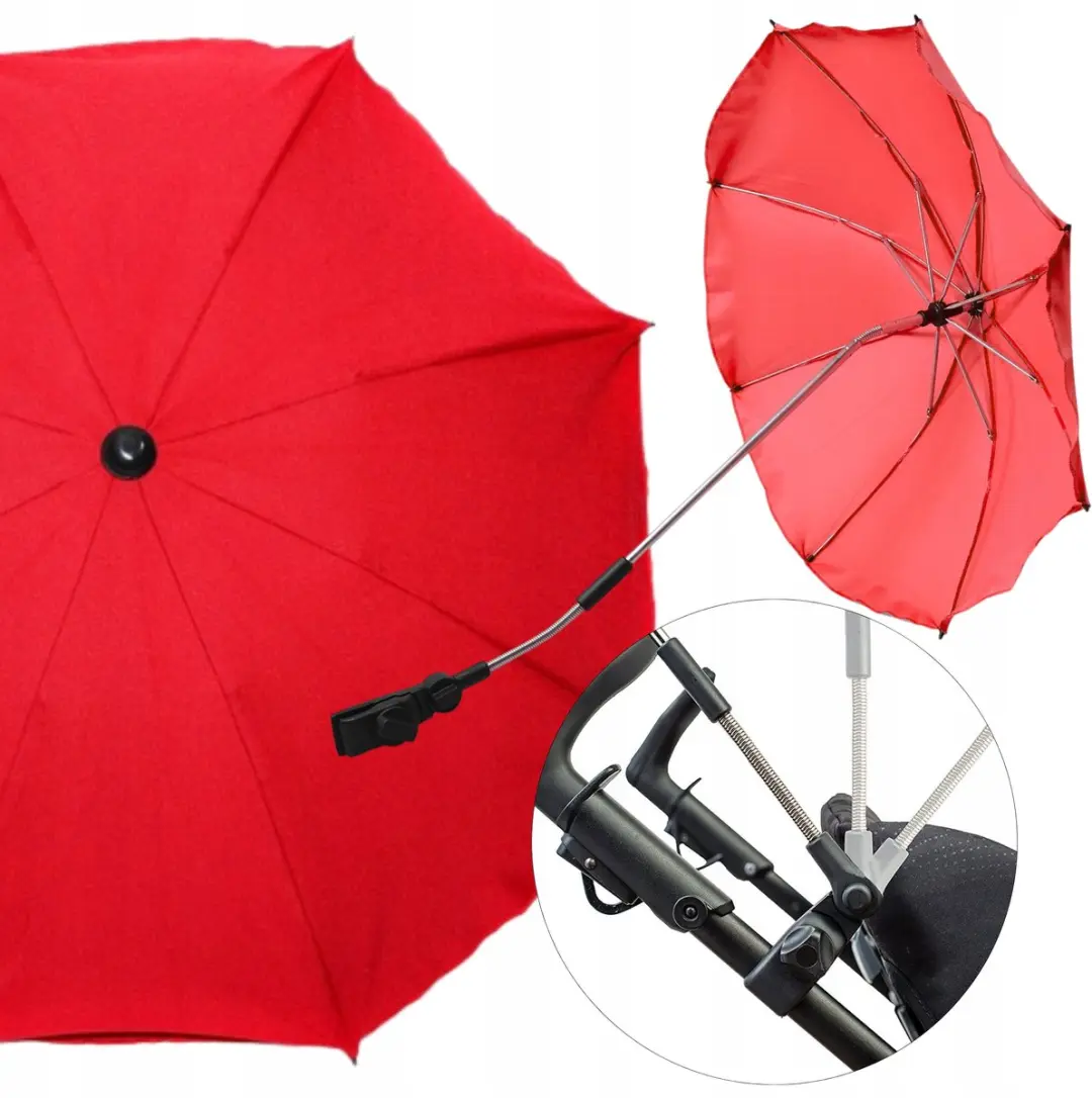 Universele Kinderwagenparasol Rood UV-bescherming & Flexibele Arm