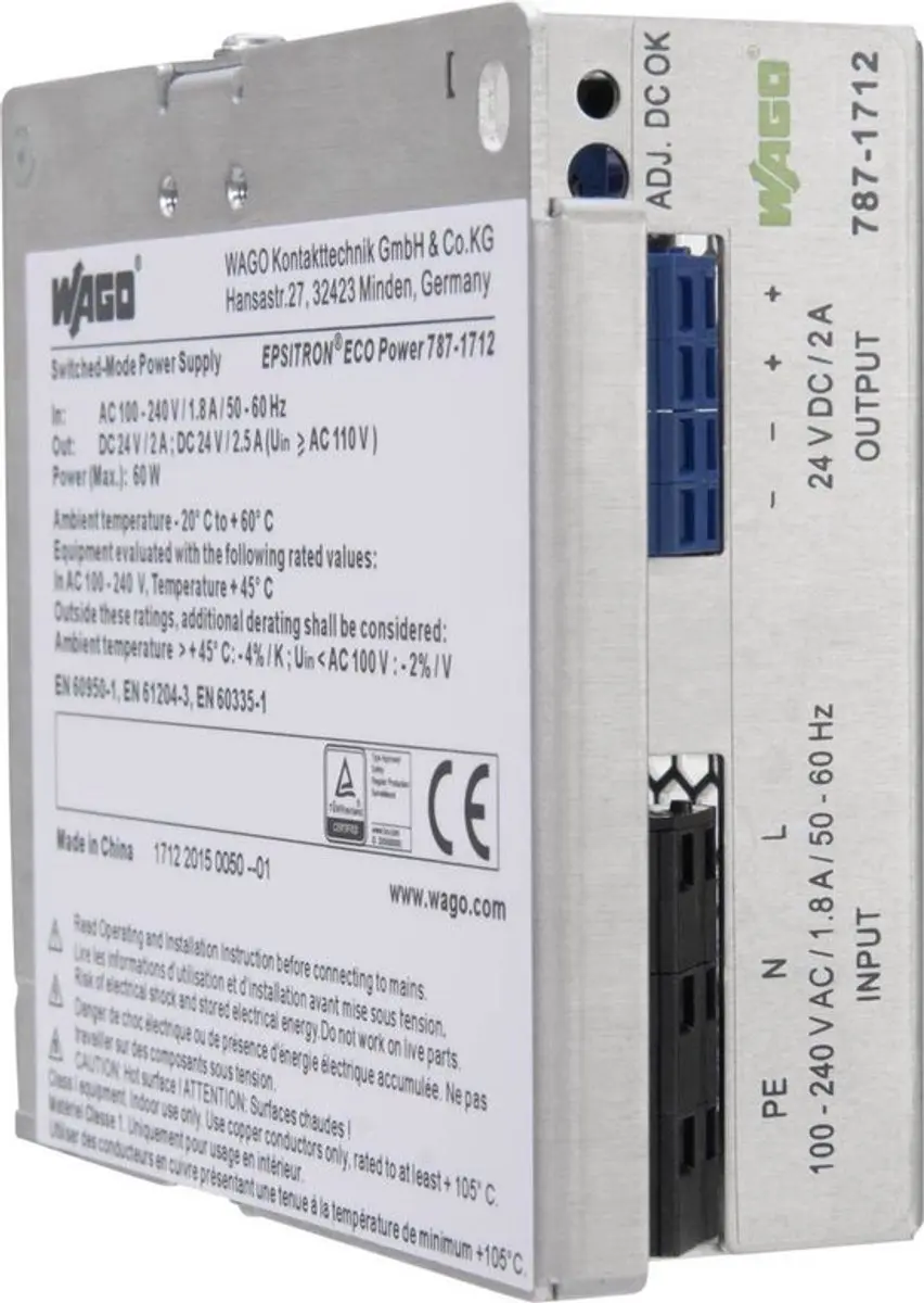 WAGO 787-1712 DIN-rail netvoeding 24V 2.5A 60W - afbeelding 2 van 5