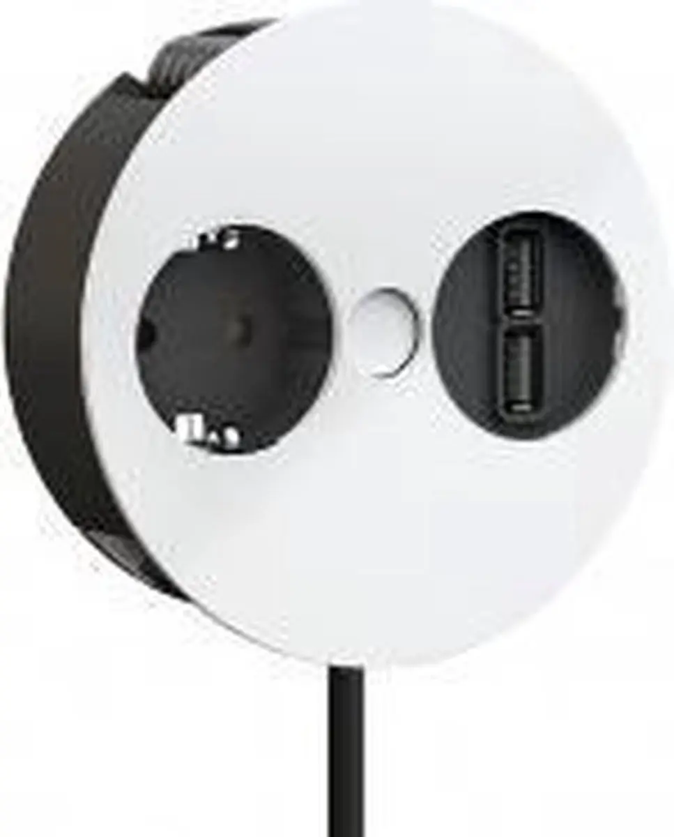 Bachmann TWIST 1x Geaard Stopcontact met USB - Wit 2m - afbeelding 3 van 4