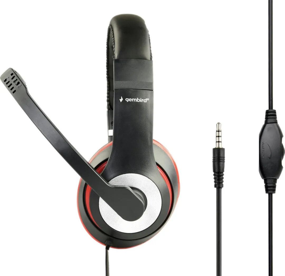 Gembird MHS-03-BKRD Headset - Zwart/Rood