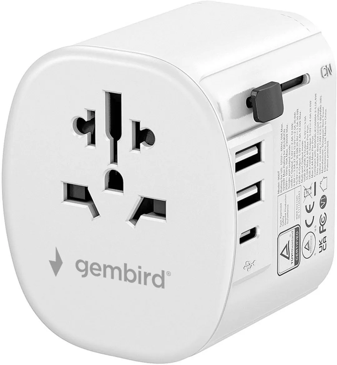 Gembird Universele Reisadapter 15W - Wit - afbeelding 6 van 6