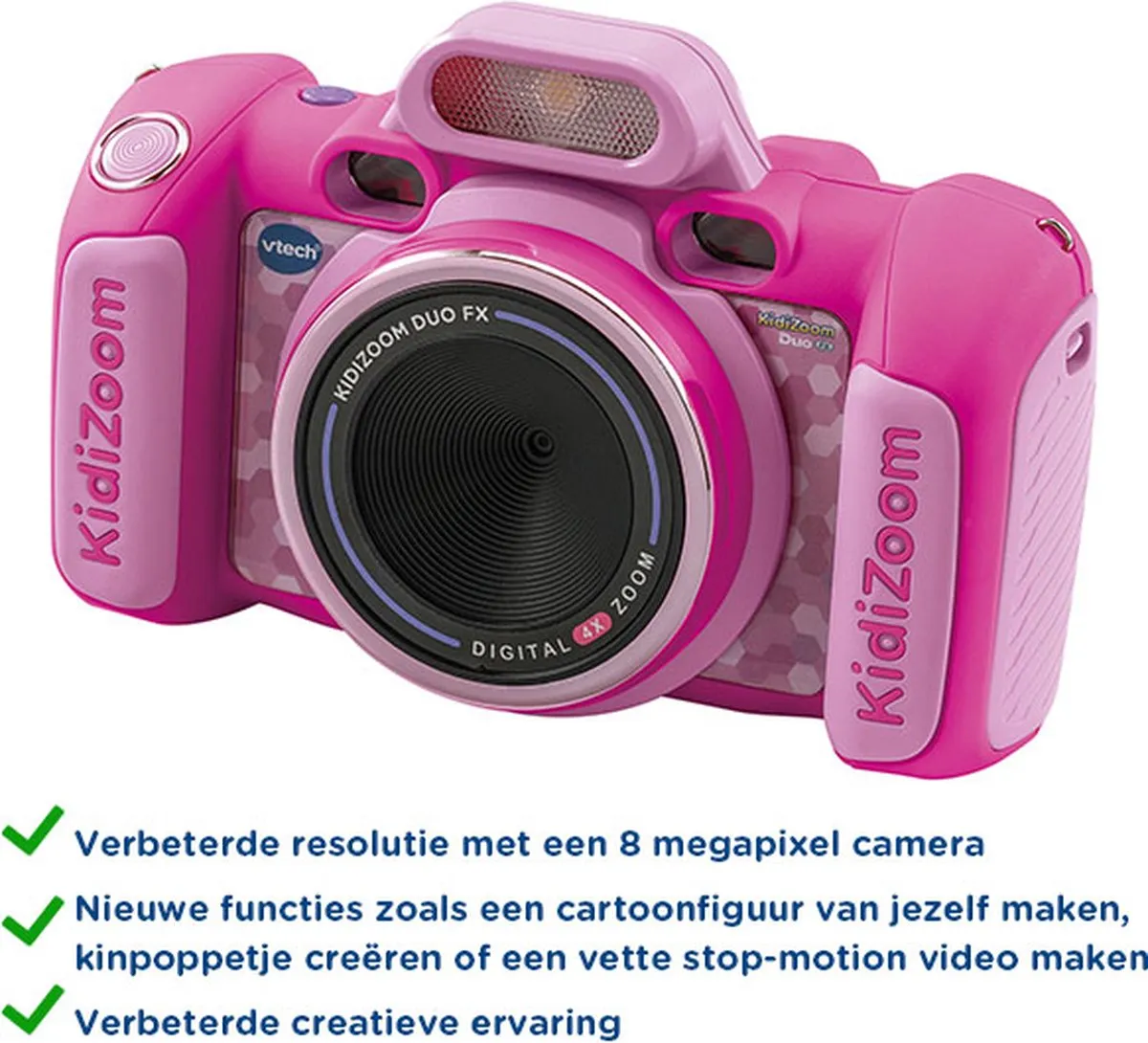 VTech KidiZoom Duo FX Kindercamera - 8MP - Roze