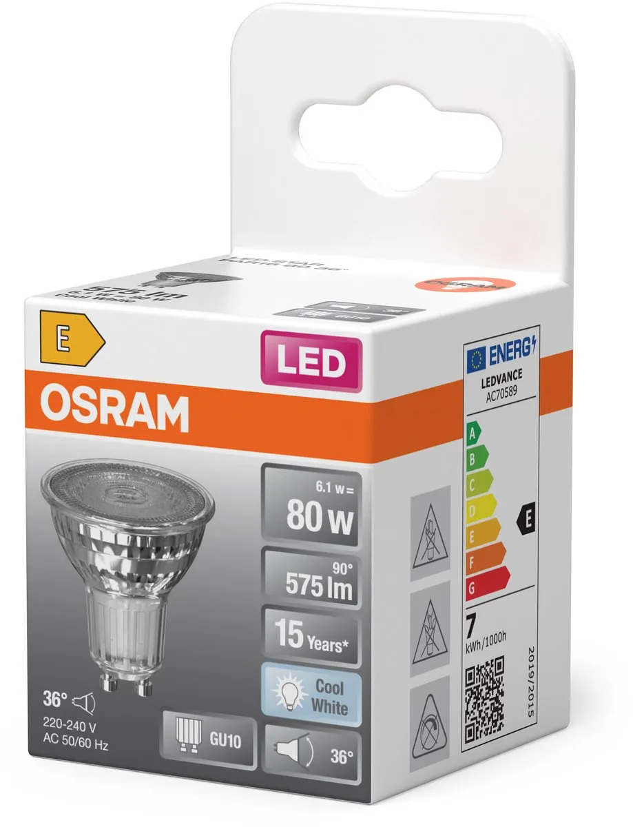 Osram LED Spot Star PAR16 GU10 6,1W 575lm 36° Koel wit
