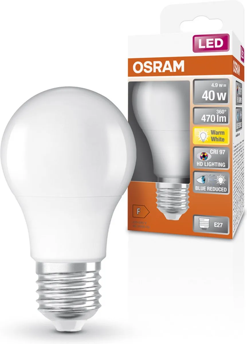 Osram LED-lamp E27 4,9W Warm Wit 2700K - Helder - afbeelding 6 van 6