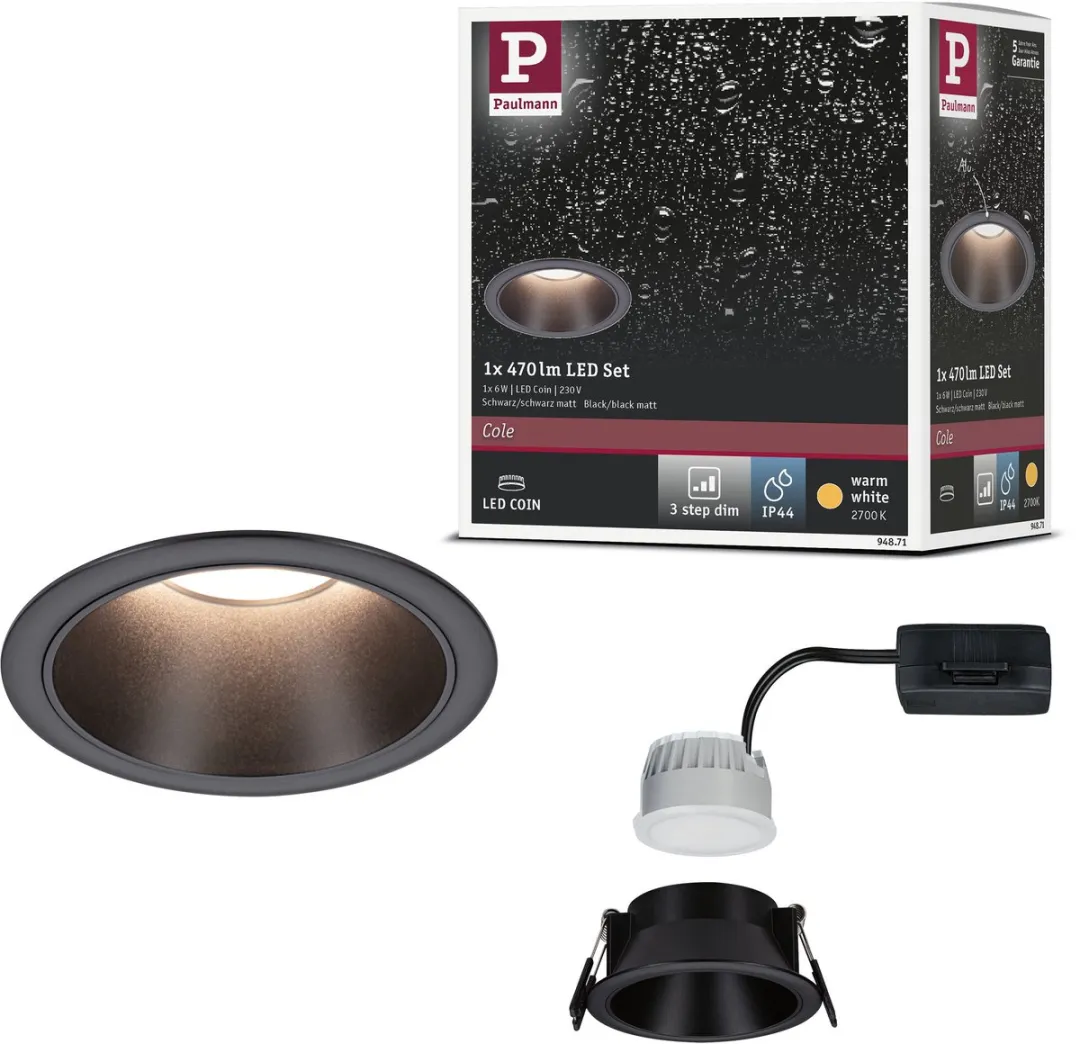 Paulmann LED-inbouwlamp Cole Coin 6W 470lm 2700K