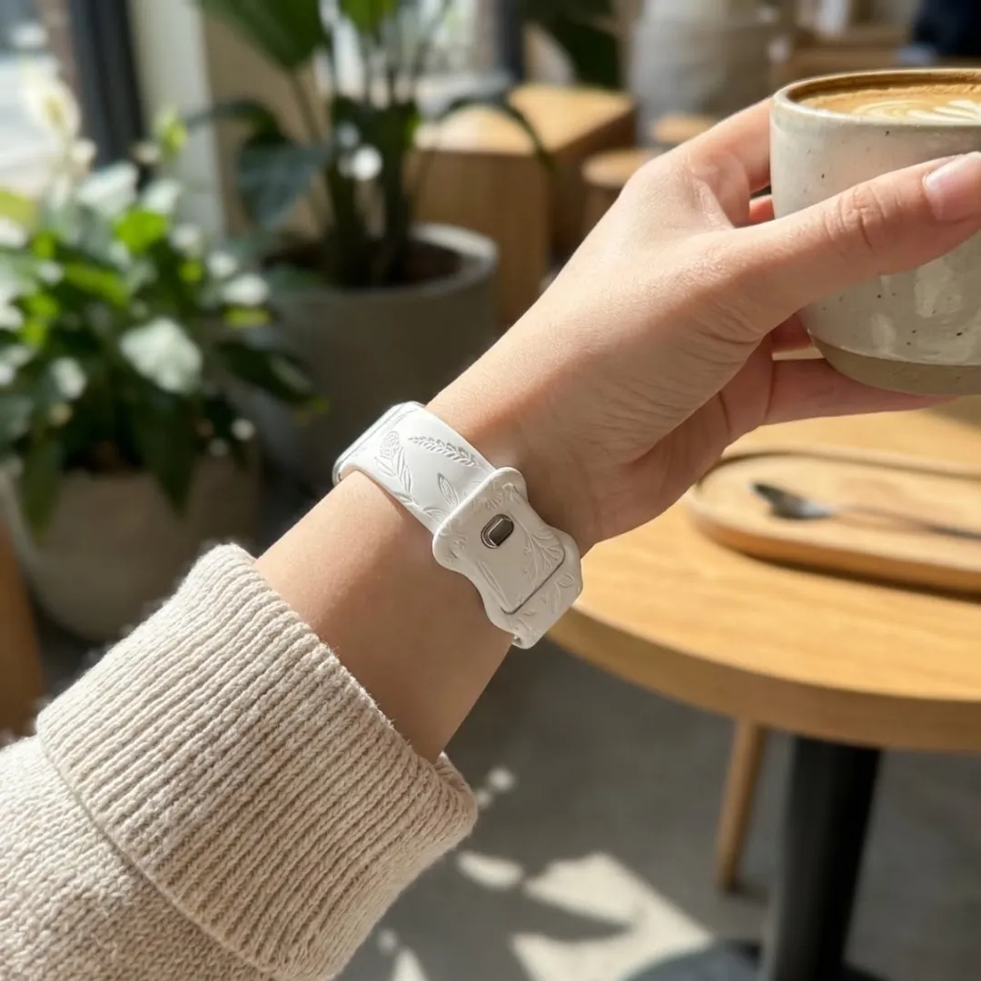 NuveX Gegraveerd Wit Horlogebandje Apple Watch - 42/44/45/46/49mm