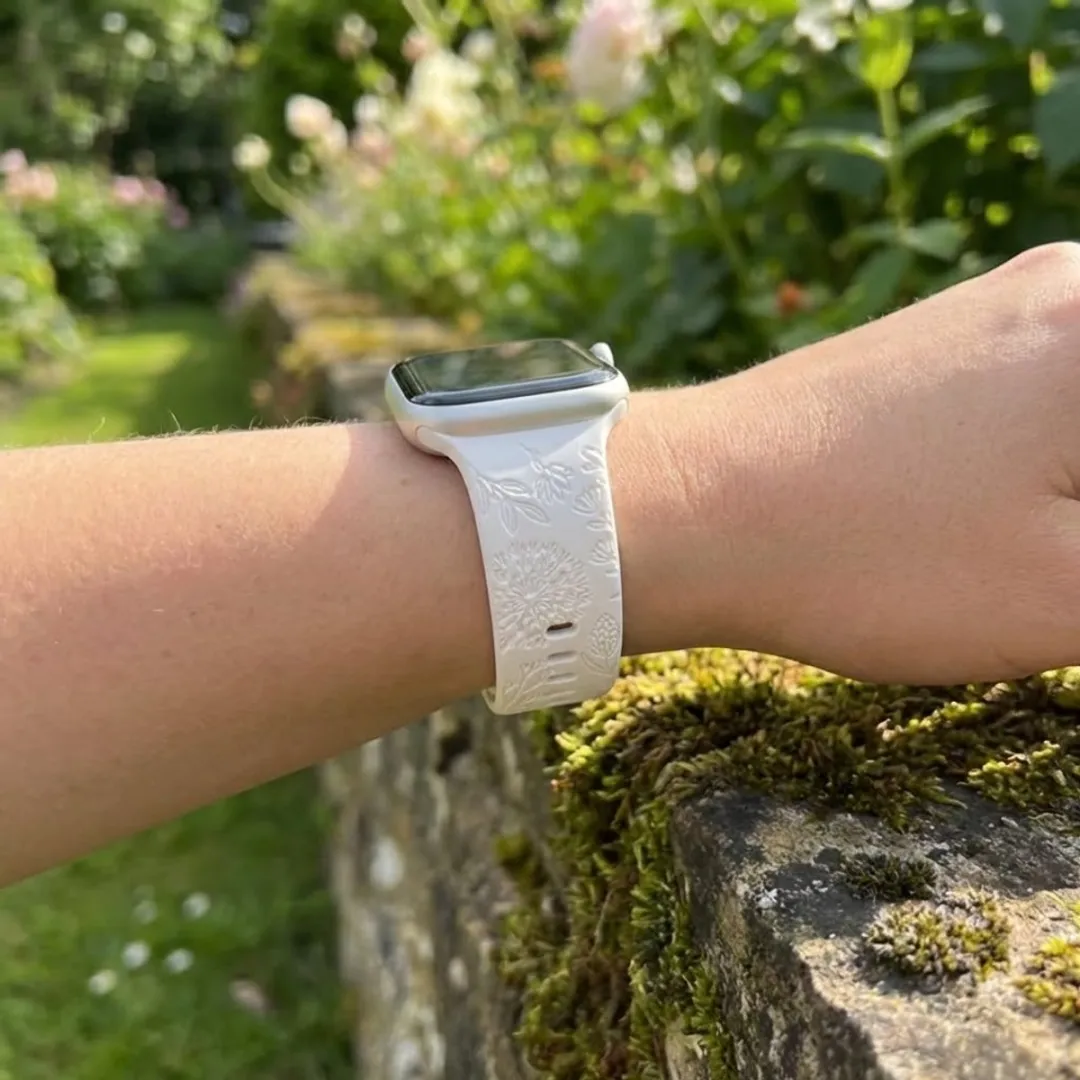 NuveX Gegraveerd Wit Horlogebandje Apple Watch - 42/44/45/46/49mm