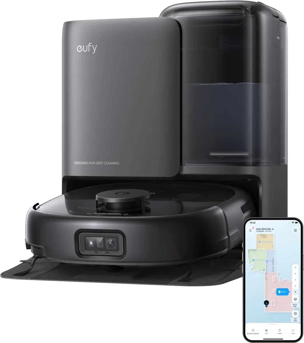 Eufy Omni E25 Robotstofzuiger - 20.000 Pa - Zwart