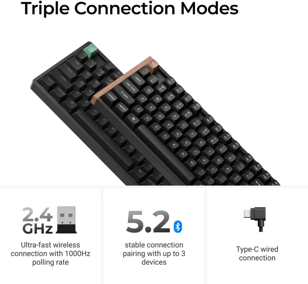 Keychron K8 HE Special Edition K8H-F1 Gaming Toetsenbord - Zwart/Hout - afbeelding 4 van 6