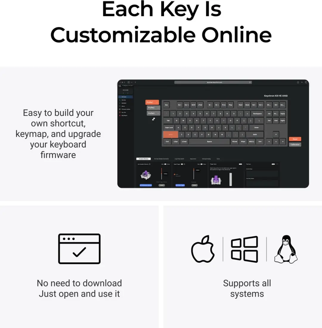 Keychron K8 HE Special Edition K8H-F1 Gaming Toetsenbord - Zwart/Hout - afbeelding 2 van 6