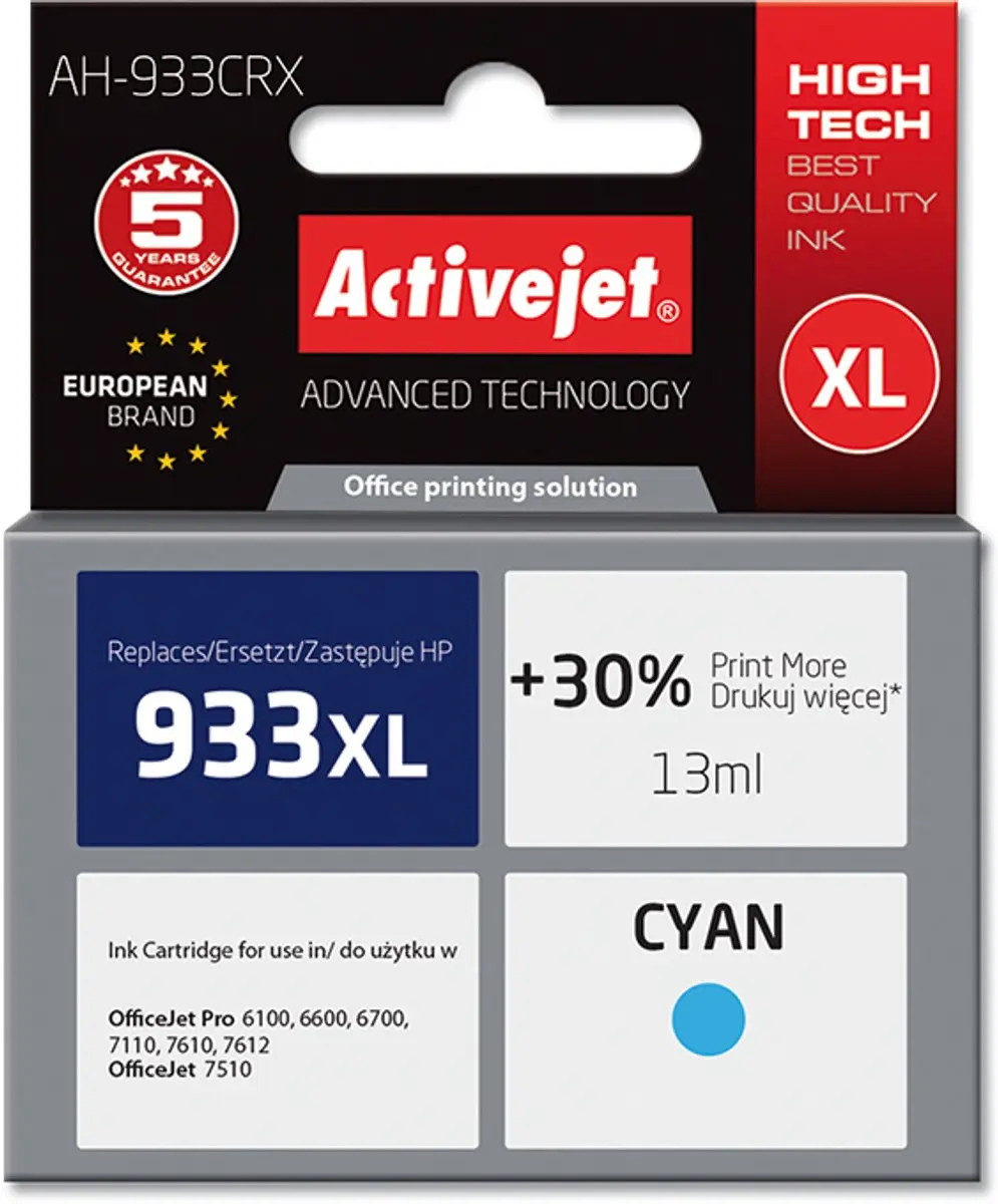 Activejet AH-933CRX Inkt - Cyaan - vervanging HP 933XL - afbeelding 2 van 3