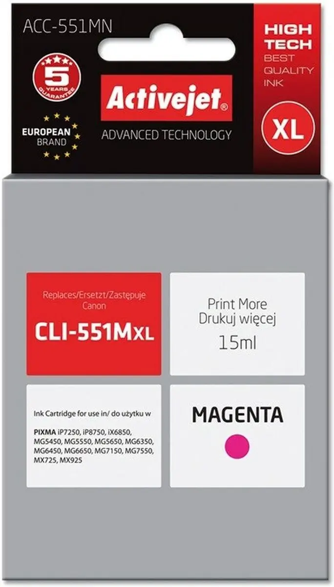 ActiveJet ACC-551MN Compatibele Inktcartridge XL - Magenta - afbeelding 3 van 5