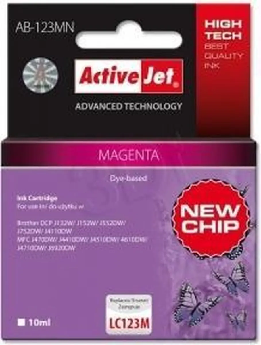 Activejet AB-123MN Inktcartridge - 10ml - Magenta - afbeelding 2 van 6