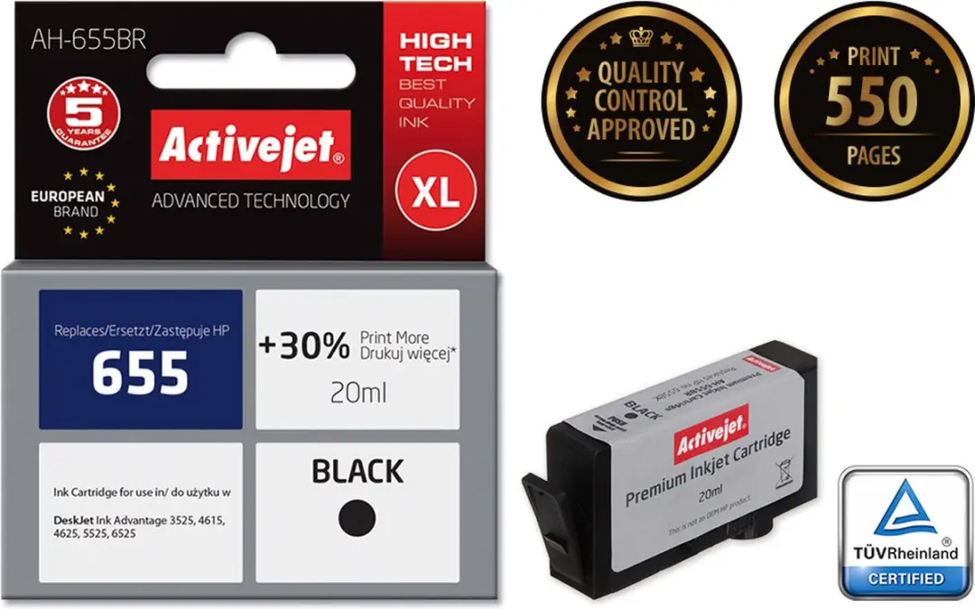 ActiveJet AH-655BR Inktcartridge - 20ml - Zwart - afbeelding 2 van 5