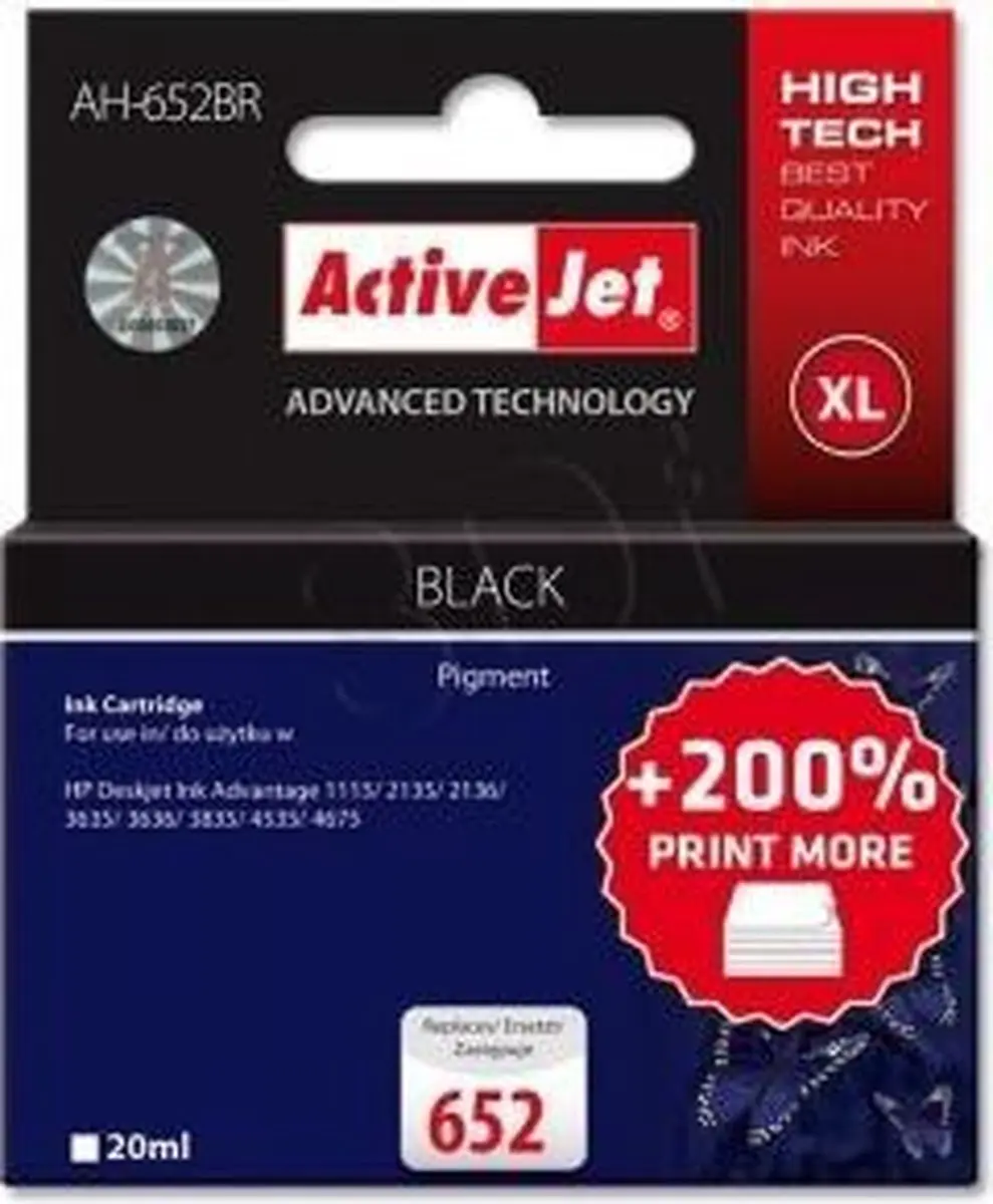 Activejet AH-652BR Inktcartridge - XL 20ml - Zwart - afbeelding 5 van 6