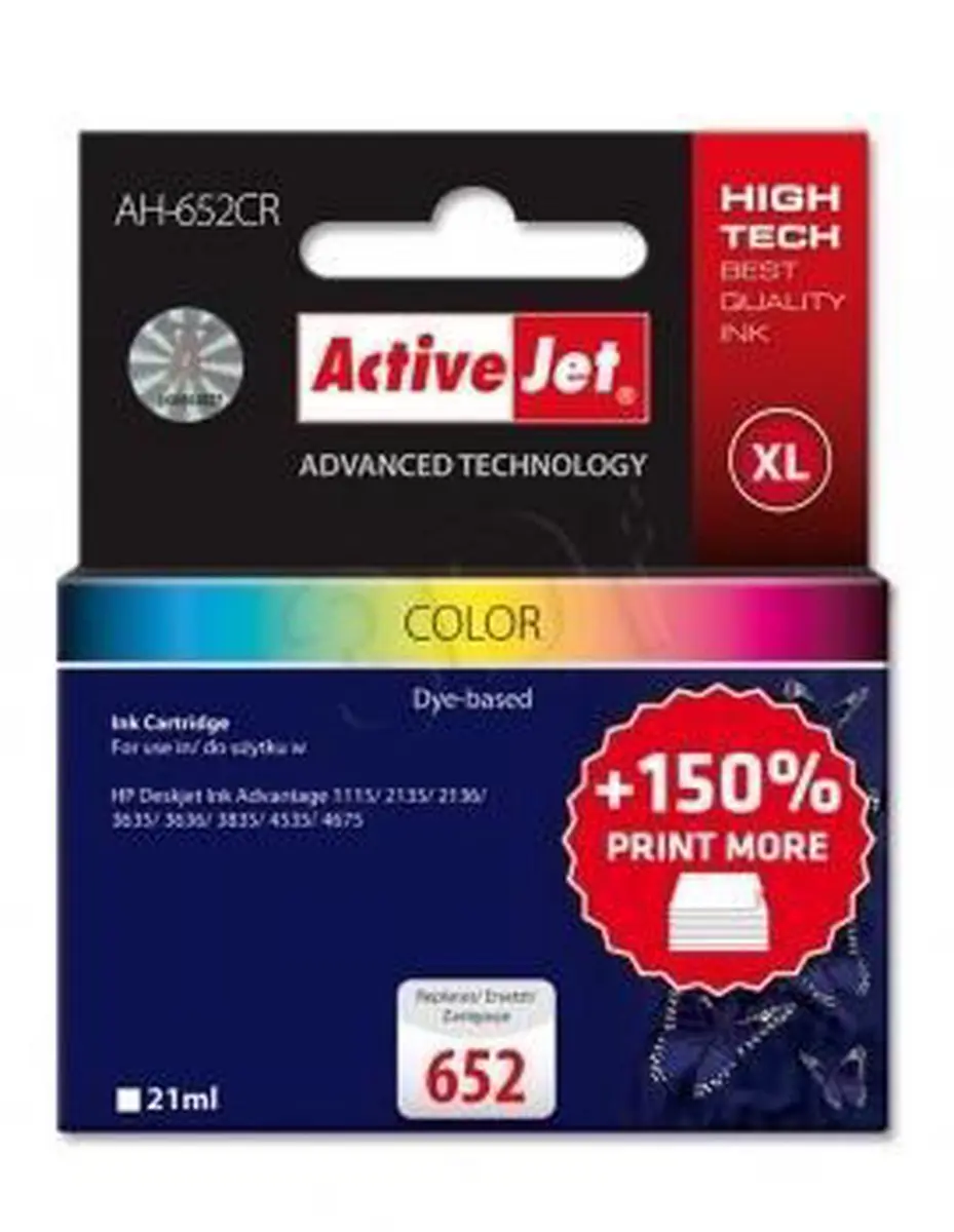 ActiveJet AH-652CR Inktcartridge - Cyaan/Magenta/Geel - afbeelding 4 van 6