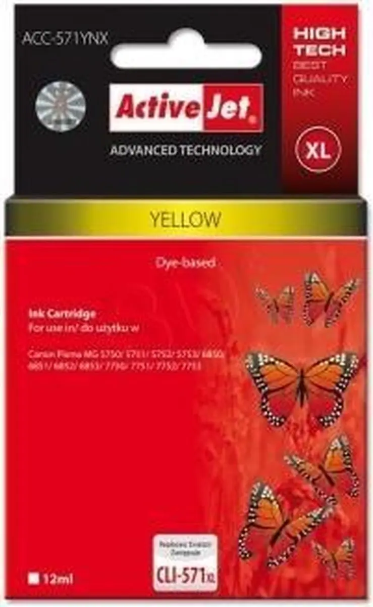 Activejet ACC-571YNX Inktcartridge XL - Geel 12ml - afbeelding 4 van 6