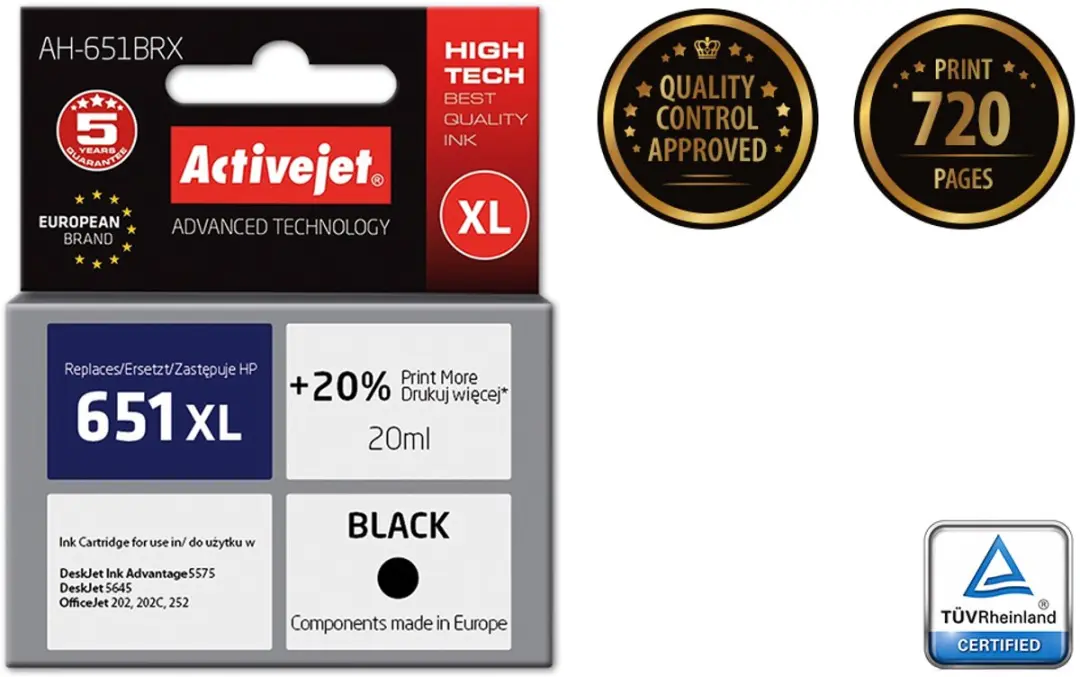 ActiveJet AH-651BRX Inktcartridge - Zwart - afbeelding 2 van 2