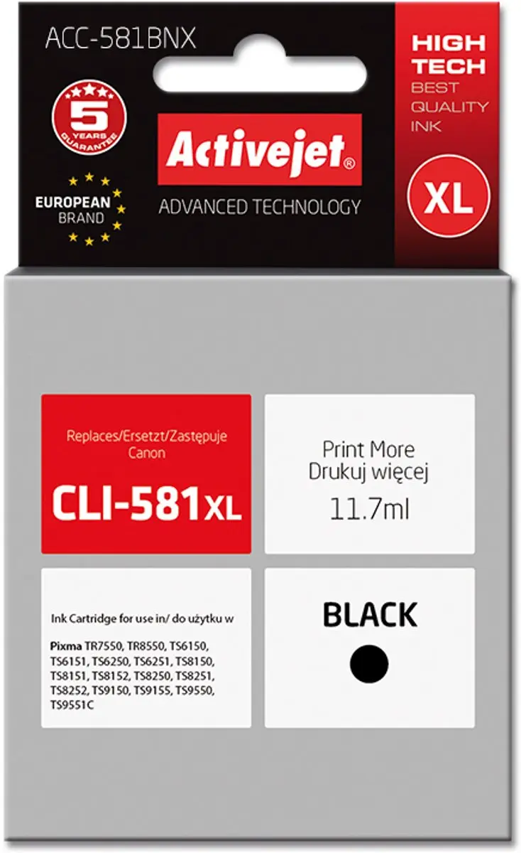 Activejet ACC-581BNX Inktcartridge XL - Zwart - afbeelding 3 van 3