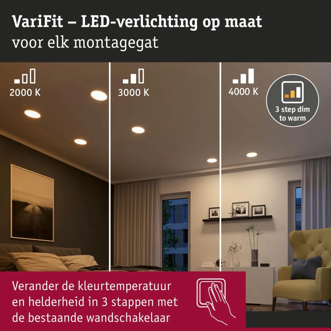 Paulmann VariFit Areo LED-inbouwpaneel 13W 1200lm - Chroom mat - afbeelding 6 van 6