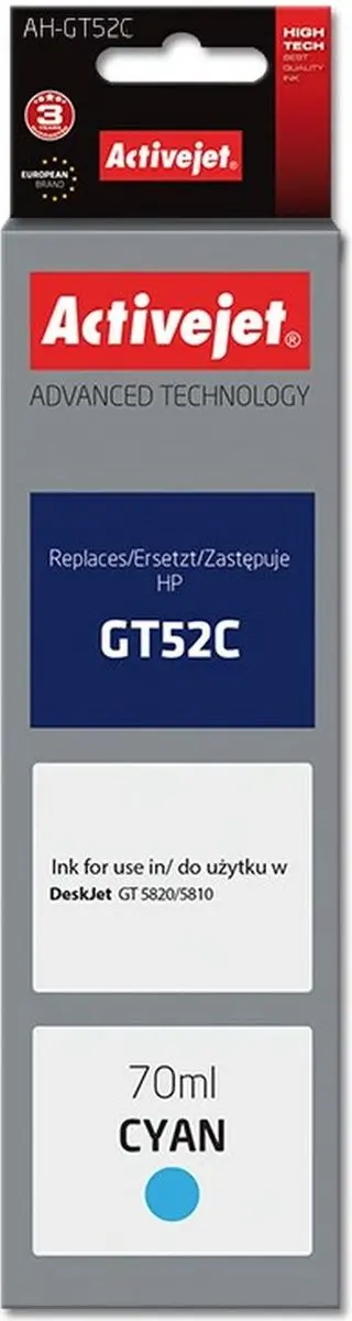 Activejet AH-GT52C Inktcartridge XL - Cyaan - HP - afbeelding 2 van 2