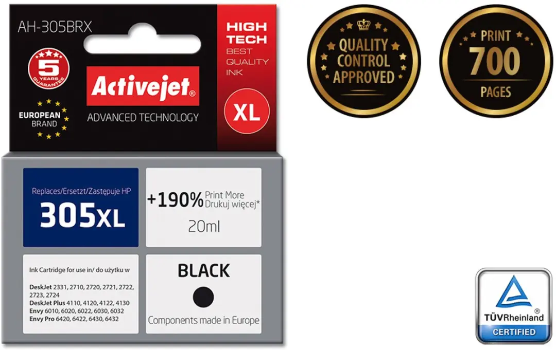 ActiveJet AH-305BRX Inktcartridge XL - Zwart 20ml - afbeelding 2 van 3