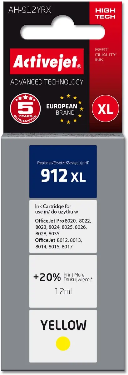 Activejet AH-912YRX Inkt voor HP 912XL