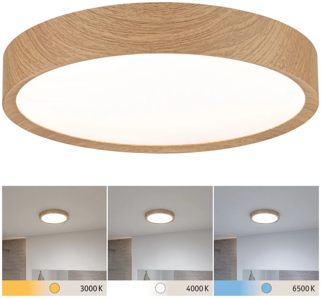 Paulmann Selection Tega LED Plafondlamp IP44 - 1200lm Warm Wit - Houtlook