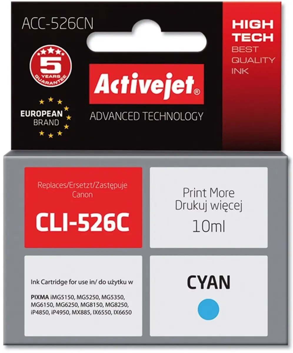 ActiveJet ACC-526CN Inktcartridge 15ml - Cyaan - afbeelding 2 van 6