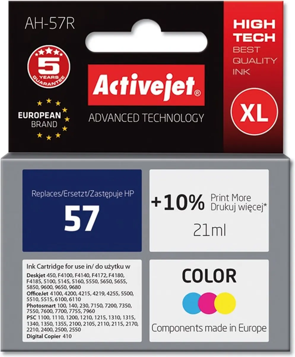 ActiveJet Inktcartridge 21ml - Cyaan/Magenta/Geel - afbeelding 2 van 4