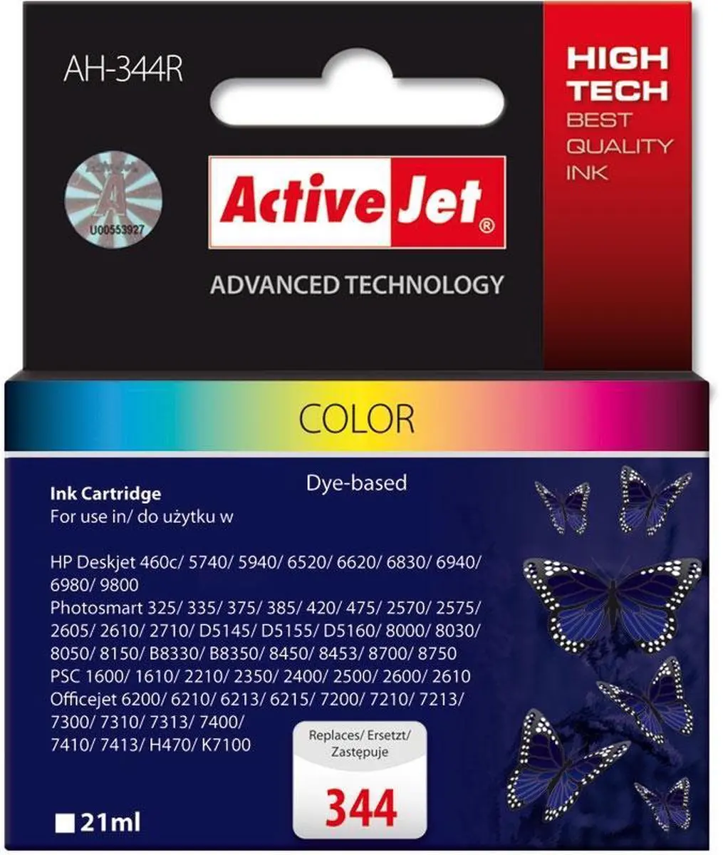 Originele inkt cartridge Activejet AH-344R Cyaan/Magenta/Geel - afbeelding 5 van 6