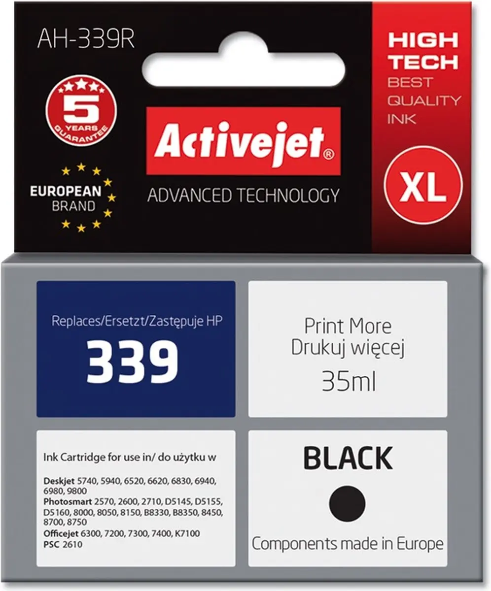 Originele inkt cartridge Activejet AH-339R Zwart - afbeelding 2 van 3