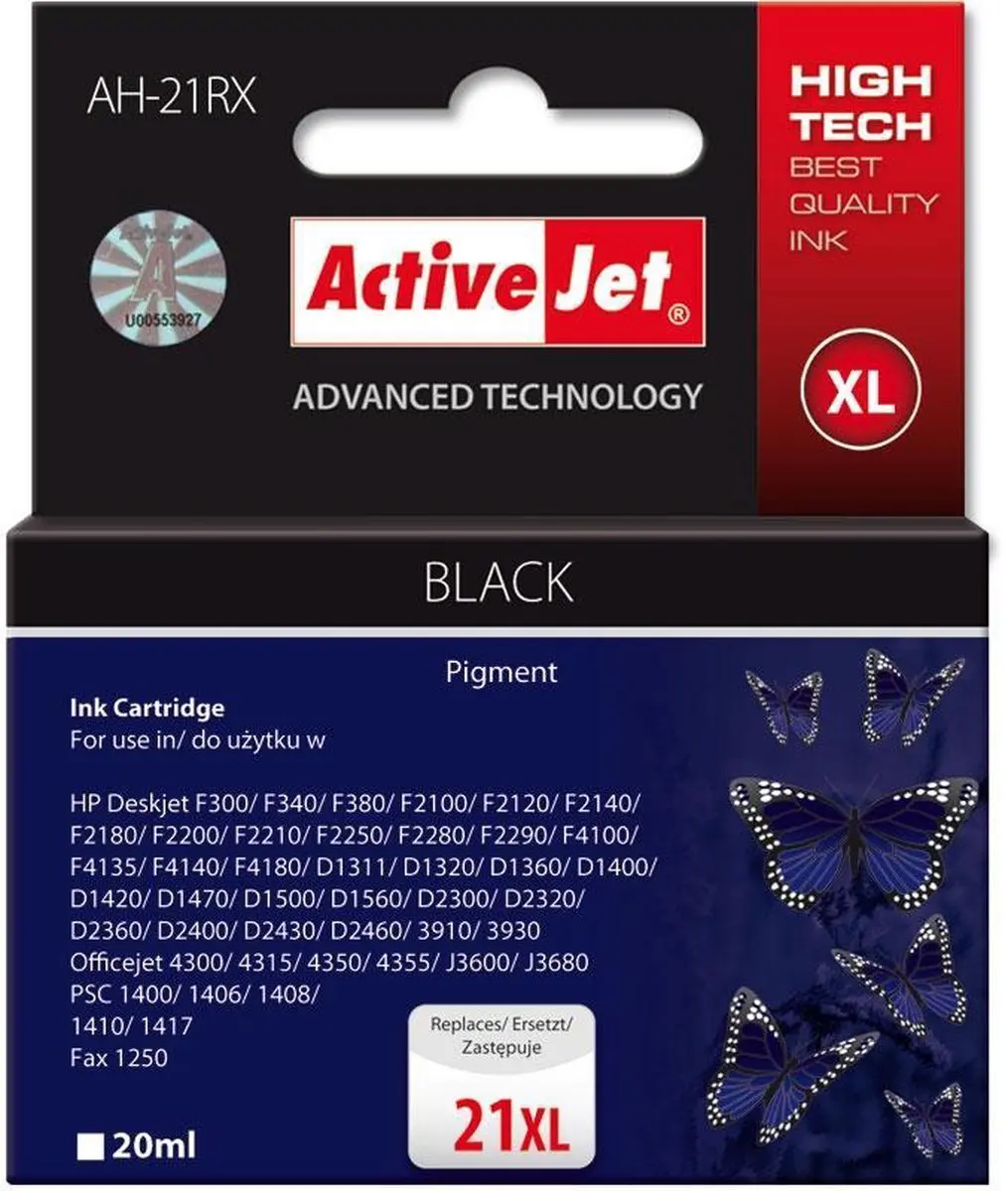 Originele inkt cartridge Activejet AH-21RX Zwart - afbeelding 5 van 6