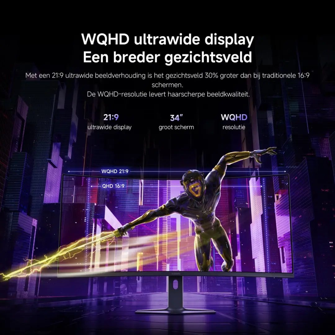 Xiaomi Curved Gaming Monitor G34WQi - Zwart - afbeelding 4 van 6
